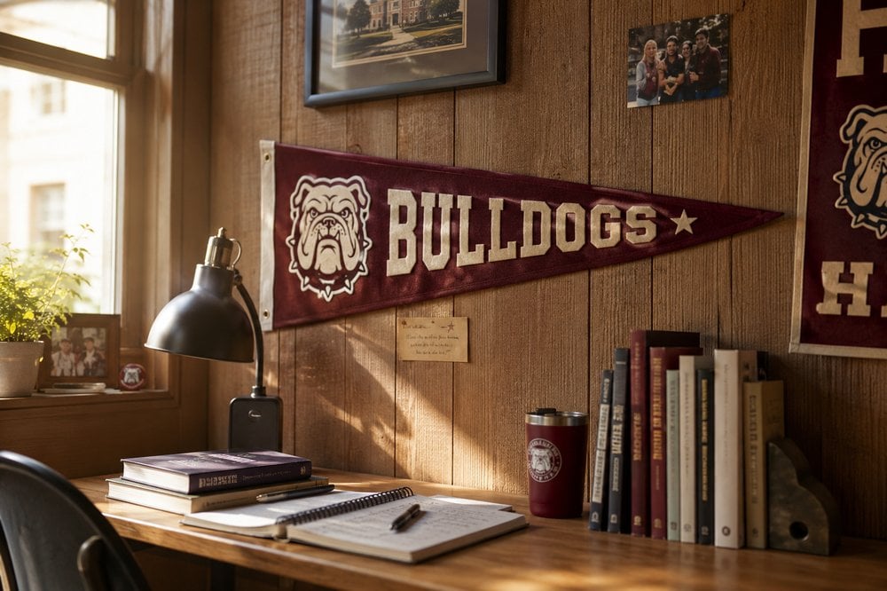 Custom classic felt pennant screen-printed with a team logo