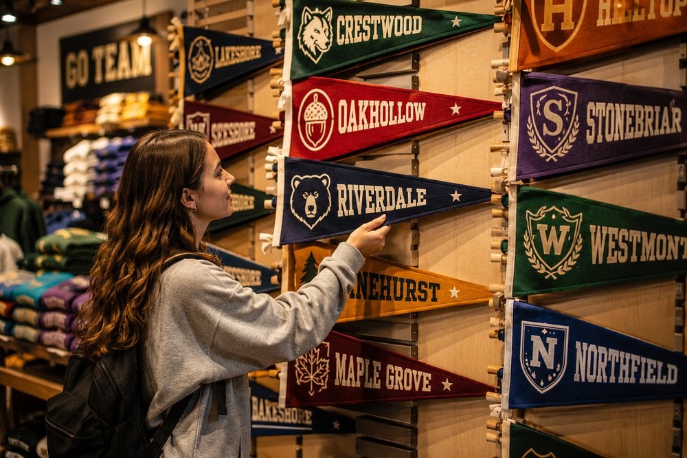 Custom school pennants in the wild